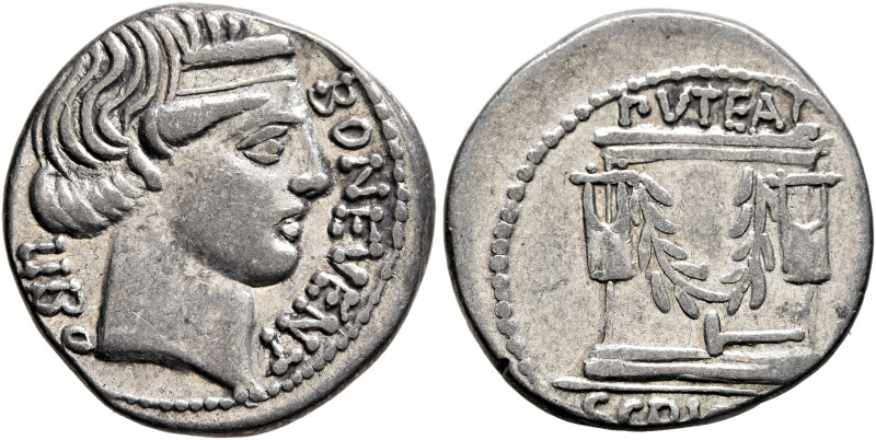 L. Scribonius Libo, 62 BC. Denarius (Silver, 18 mm, 3.90 g, 6 h), Rome. BON•EVEN...