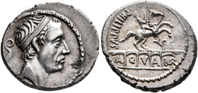 L. Marcius Philippus, 57 BC. Denarius (Silver, 18 mm, 3.89 g, 6 h), Rome. [ANCVS] Diademed head of Ancus Marcius to right; behind, lituus. Rev. PHILIP...