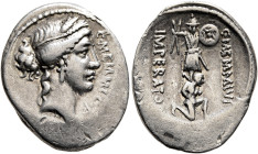 C. Memmius C.f, 56 BC. Denarius (Silver, 21 mm, 3.81 g, 12 h), Rome. C•MEMMI•C•F Head of Ceres to right, wearing wreath of grain ears and pendant earr...