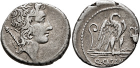 Q. Cassius Longinus, 55 BC. Denarius (Silver, 19 mm, 3.92 g, 8 h), Rome. Head of Genius Populi Romani to right; behind, scepter. Rev. Q•CASSIV[S] Eagl...