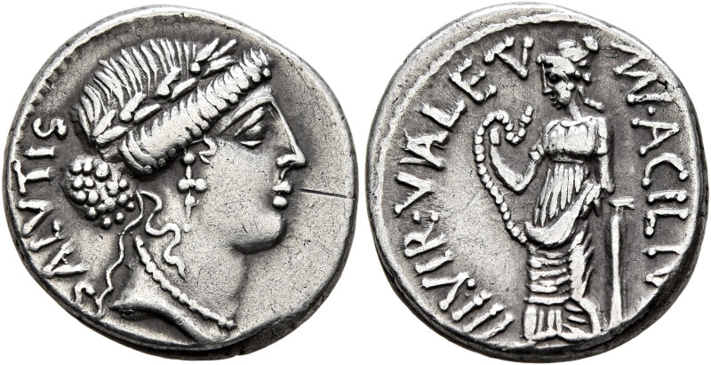 Man. Acilius Glabrio, 49 BC. Denarius (Silver, 18 mm, 3.88 g, 10 h), Rome. SALVT...