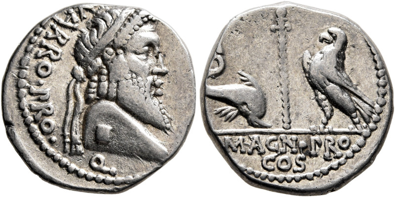 Cnaeus Pompeius Magnus (Pompey the Great). Denarius (Silver, 17 mm, 4.00 g, 12 h...