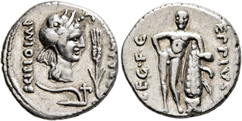 Q. Caecilius Metellus Pius Scipio, 47-46 BC. Denarius (Silver, 18 mm, 3.87 g, 3 ...