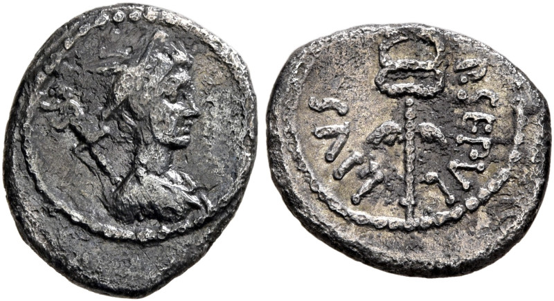 P. Sepullius Macer, 44 BC. Sestertius (Silver, 12 mm, 0.93 g, 9 h), Rome, Januar...