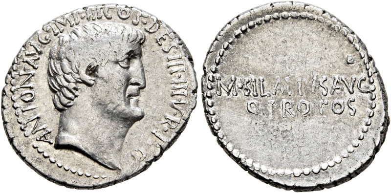 Mark Antony, 44-30 BC. Denarius (Silver, 20 mm, 3.86 g, 6 h), with M. Junius Sil...