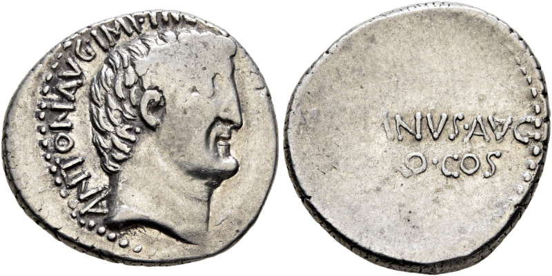 Mark Antony, 44-30 BC. Denarius (Silver, 18 mm, 3.84 g, 2 h), with M. Junius Sil...