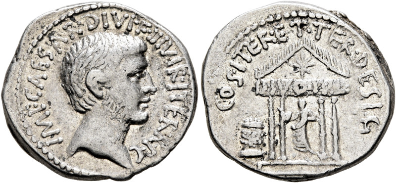 Octavian, 44-27 BC. Denarius (Silver, 18 mm, 3.99 g, 5 h), mint moving with Octa...