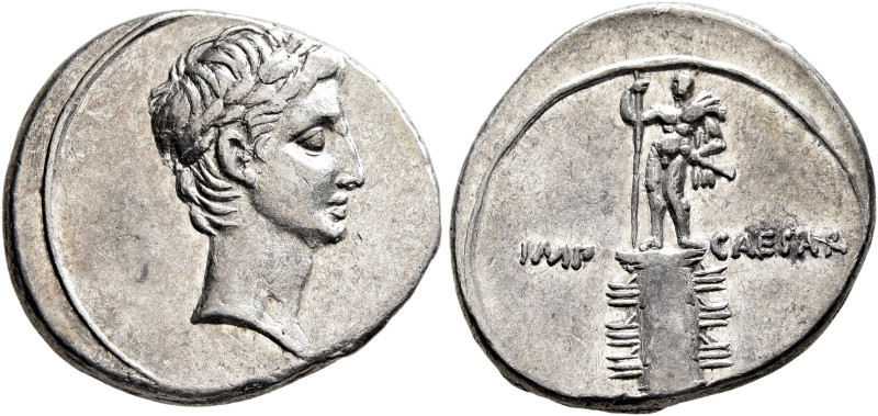 Octavian, 44-27 BC. Denarius (Silver, 19 mm, 3.82 g, 2 h), uncertain mint in Ita...