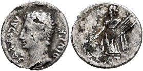 Augustus, 27 BC-AD 14. Denarius (Subaeratus, 19 mm, 2.72 g, 8 h), a contemporary plated imitation of an issue from Lugdunum, irregular mint, after 15 ...