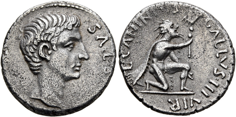 Augustus, 27 BC-AD 14. Denarius (Silver, 18 mm, 3.69 g, 6 h), Rome, 12 BC. [AVGV...