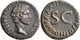 Augustus, 27 BC-AD 14. As (Copper, 25 mm, 13.41 g, 8 h), with M. Salvius Otho, moneyer, Rome, 7 BC. CAESAR AVGVST PONT MAX TRIBVNIC POT Bare head of A...