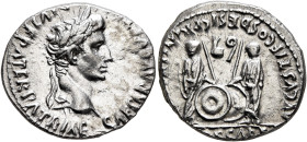 Augustus, 27 BC-AD 14. Denarius (Silver, 20 mm, 3.75 g, 12 h), Lugdunum, 2 BC-AD 4. CAESAR AVGVST[VS] DIVI F PATER PATRIAE Laureate head of Augustus t...