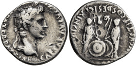 Augustus, 27 BC-AD 14. Denarius (Subaeratus, 18 mm, 3.54 g, 12 h), a contemporary plated imitation, irregular mint, 2 BC-AD 4. CAESAR AVGVST[VS DIVI F...