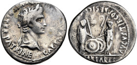 Augustus, 27 BC-AD 14. Denarius (Silver, 20 mm, 3.59 g, 1 h), Lugdunum. CAESAR [AVGVSTVS] DIVI F PATER PATRIAE Laureate head of Augustus to right. Rev...