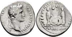 Augustus, 27 BC-AD 14. Denarius (Silver, 19 mm, 3.66 g, 12 h), Lugdunum, 2 BC-AD 4. CAESAR AVGVSTVS [DIVI F PAT]ER PATRIAE Laureate head of Augustus t...