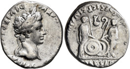 Augustus, 27 BC-AD 14. Denarius (Silver, 18 mm, 3.54 g, 1 h), Lugdunum, 2 BC-AD 4. [CAESAR AVG]VSTVS DIVI F PA[TER PA]TRIAE Laureate head of Augustus ...