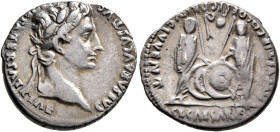 Augustus, 27 BC-AD 14. Denarius (Silver, 19 mm, 3.71 g, 1 h), Lugdunum, 2 BC-AD 4. CAESAR AVGVSTVS DIVI F PATER PATRIAE Laureate head of Augustus to r...
