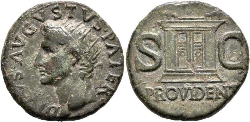 Divus Augustus, died AD 14. As (Copper, 28 mm, 10.94 g, 6 h), Rome, struck under...