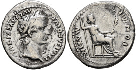 Tiberius, 14-37. Denarius (Silver, 20 mm, 3.57 g, 12 h), Lugdunum, group 1, circa 15-18. TI CAESAR DIVI AVG F AVGVSTVS Laureate head of Tiberius to ri...