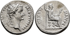 Tiberius, 14-37. Denarius (Silver, 19 mm, 3.79 g, 10 h), Lugdunum, group 2, circa 15-18. TI CAESAR DIVI AVG F AVGVSTVS Laureate head of Tiberius to ri...