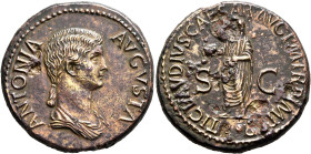 Antonia Minor, Augusta, 37 and 41. Dupondius (Orichalcum, 30 mm, 16.64 g, 7 h), Rome, struck under Claudius, 50-54. ANTONIA AVGVSTA Draped bust of Ant...