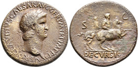 Nero, 54-68. Sestertius (Bronze, 34 mm, 24.33 g, 6 h), Rome, circa 63. NERO CLAVDIVS CAESAR AVG GERM P M TR P IMP P P Laureate head of Nero to right, ...