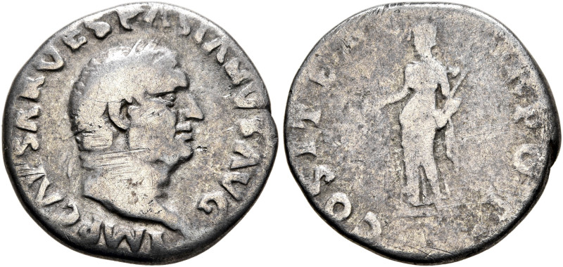 Vespasian, 69-79. Denarius (Silver, 18 mm, 2.72 g, 6 h), Rome, 70. IMP CAESAR VE...