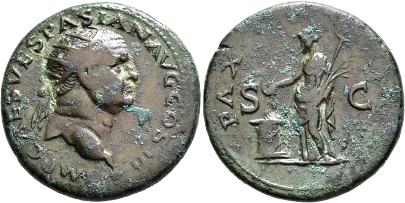 Vespasian, 69-79. Dupondius (Orichalcum, 29 mm, 12.48 g, 7 h), Lugdunum, 72. IMP...