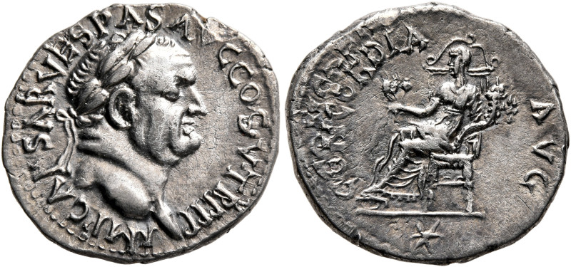 Vespasian, 69-79. Denarius (Silver, 19 mm, 3.25 g, 1 h), Ephesus, 74. IMP CAESAR...