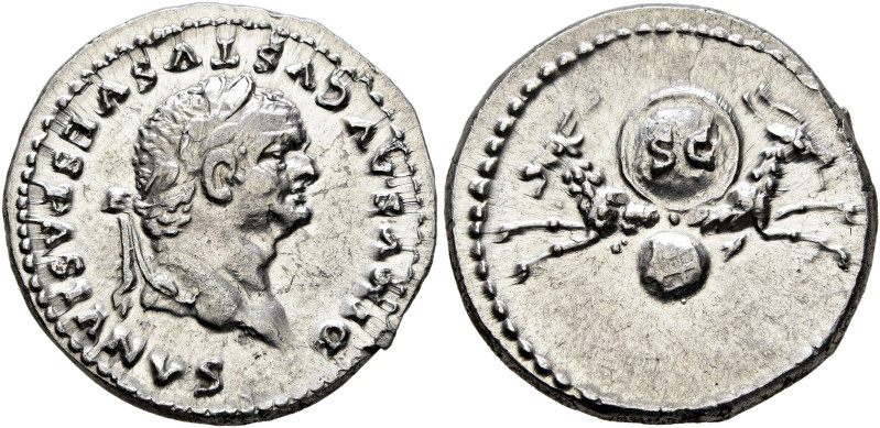 Divus Vespasian, died 79. Denarius (Silver, 19 mm, 3.48 g, 6 h), Rome, struck un...