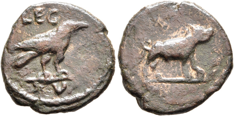 Legio XV Apollinaris. Circa 117-late 2nd century. Tessera (Bronze, 15 mm, 1.93 g...