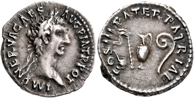 Nerva, 96-98. Denarius (Silver, 18 mm, 3.51 g, 7 h), Rome, 97. IMP NERVA CAES AV...