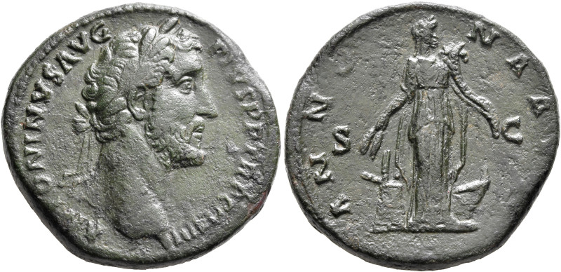 Antoninus Pius, 138-161. Sestertius (Orichalcum, 31 mm, 24.69 g, 12 h), Rome, 14...