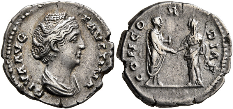 Diva Faustina Senior, died 140/1. Denarius (Silver, 18 mm, 2.81 g, 12 h), Rome. ...