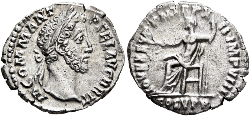 Commodus, 177-192. Denarius (Silver, 19 mm, 2.59 g, 12 h), Rome, 186-187. M COMM...