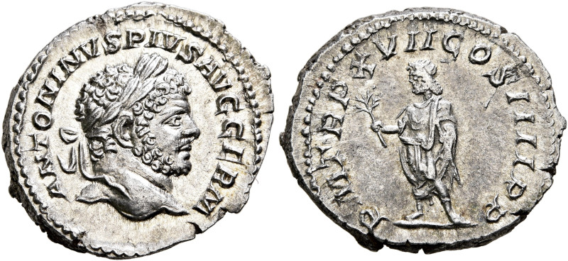 Caracalla, 198-217. Denarius (Silver, 20 mm, 3.48 g, 12 h), Rome, 214. ANTONINVS...