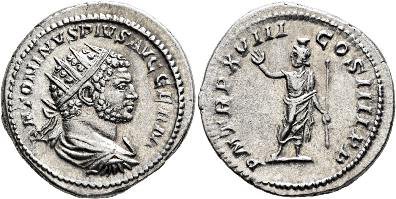 Caracalla, 198-217. Antoninianus (Silver, 24 mm, 5.14 g, 6 h), Rome, 215. ANTONI...