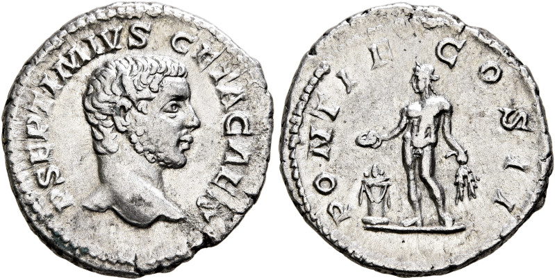 Geta, as Caesar, 198-209. Denarius (Silver, 20 mm, 3.16 g, 6 h), Rome, early 209...