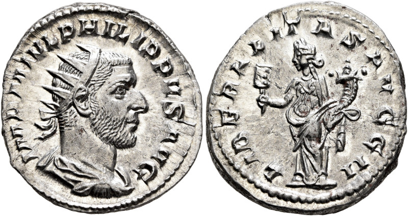 Philip I, 244-249. Antoninianus (Silver, 23 mm, 4.45 g, 12 h), Rome, 245. IMP M ...