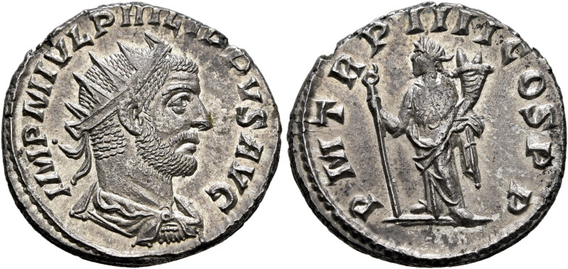 Philip I, 244-249. Antoninianus (Silver, 22 mm, 4.25 g, 12 h), Antiochia, 247. I...