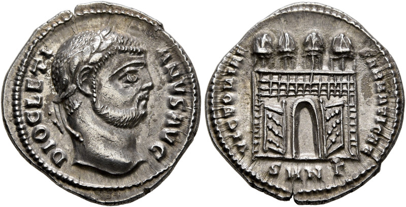 Diocletian, 284-305. Argenteus (Silver, 18 mm, 3.36 g, 6 h), Nicomedia, 297. DIO...