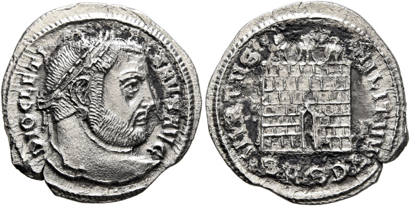 Diocletian, 284-305. Argenteus (Silver, 20 mm, 3.00 g, 1 h), Serdica, circa 303-...