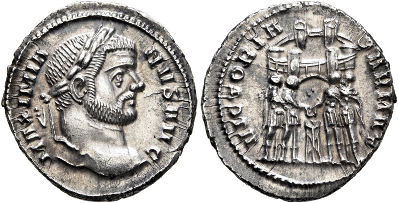 Maximianus, first reign, 286-305. Argenteus (Silver, 19 mm, 3.00 g, 12 h), Ticin...