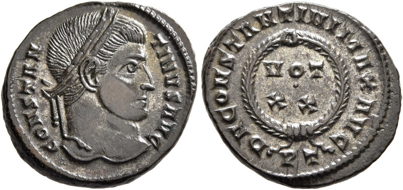 Constantine I, 307/310-337. Follis (Silvered bronze, 19 mm, 3.34 g, 12 h), Ticin...