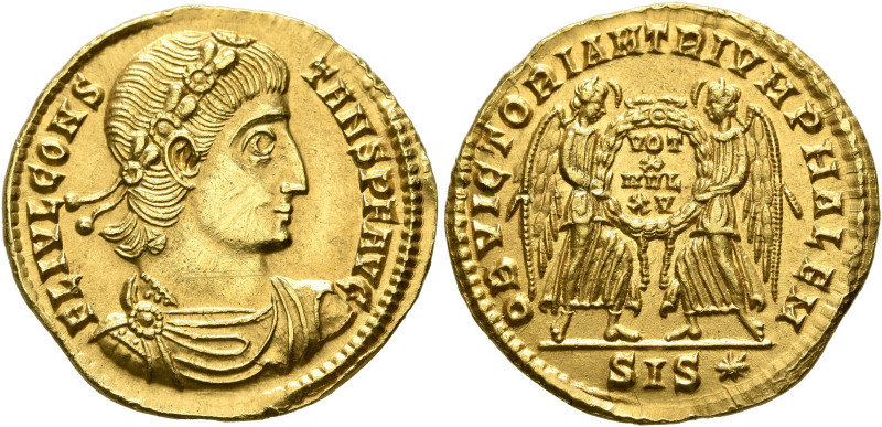 Constans, 337-350. Solidus (Gold, 21 mm, 4.46 g, 12 h), Siscia, 342/3. FL IVL CO...