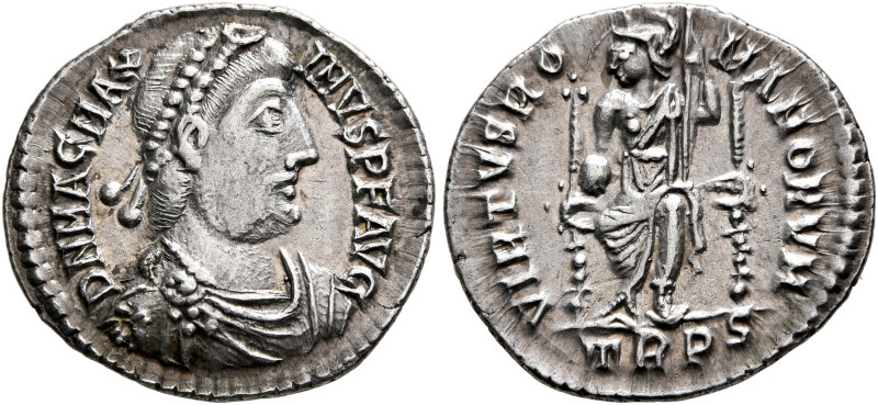 Magnus Maximus, 383-388. Siliqua (Silver, 18 mm, 1.90 g, 12 h), Treveri. D N MAG...