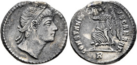 Constantius II, as Caesar, 324-337. Siliqua (Silver, 18 mm, 2.64 g, 12 h), celebrating Constantine I's vicennalia, Rome, July-August 326.. Plain-diade...