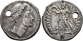 Constantius II, as Caesar, 324-337. Siliqua (Silver, 18 mm, 3.23 g, 12 h), celebrating Constantine I's vicennalia, Rome, July-August 326. Plain-diadem...