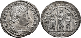 Constantine I, 307/310-337. Light Miliarense (Silver, 24 mm, 3.88 g, 12 h), Nicomedia, 327. CONSTANTINVS MAX AVG Pearl-diademed and cuirassed bust of ...