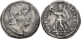 Constantius II, as Caesar, 324-337. Siliqua (Silver, 20 mm, 3.00 g, 12 h), celebrating Constantine I's tricennalia, Thessalonica, 335-336. Plain-diade...